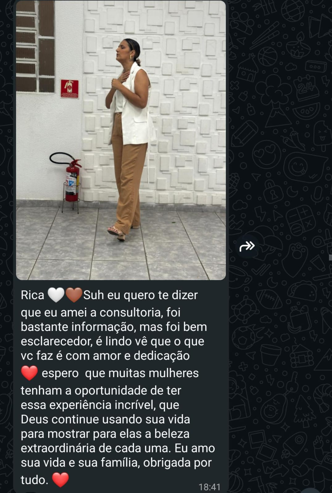 Depoimento de cliente sobre a experiência